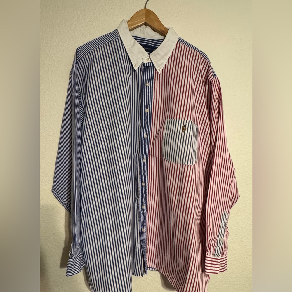RALPH LAUREN Color Block Button Down Shirt, Size 3X